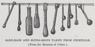 Sacs de sable et coups de poing américains pris aux criminels (lithographie) - American School