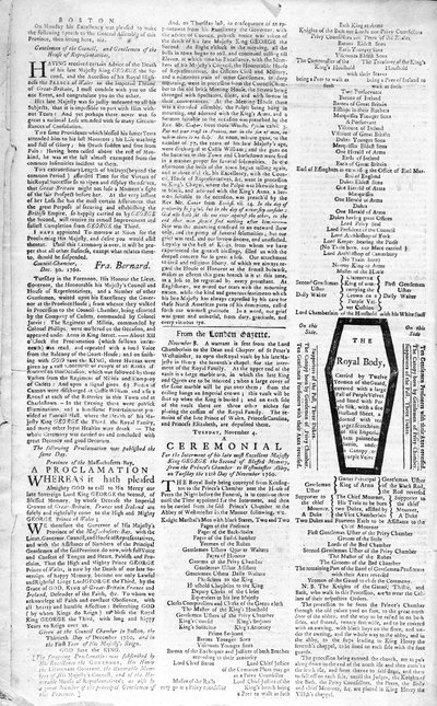 Deuxième page du Boston Evening Post annonçant la mort du roi George II (1683-1760), 5 janvier 1761 - American School