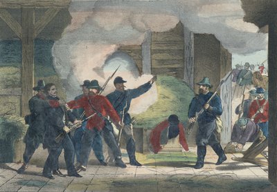 Saisie et mort du meurtrier Wilkie Booth, vers 1865 - American School
