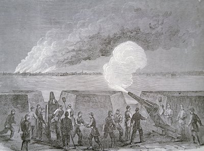 Siège de Charleston, la ville brûlant sous le bombardement, 3 janvier 1864, de Harper