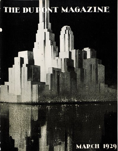 Gratte-ciel, couverture du DuPont Magazine, mars 1929 - American School