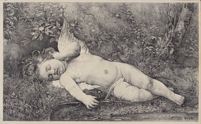 Amour endormi, carte de visite pour le livre de la dame de Godey - American School