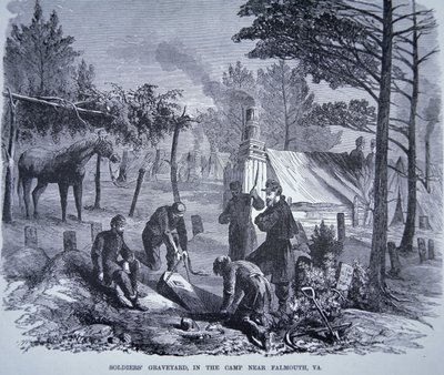 Cimetière des soldats dans le camp près de Falmouth, Virginie (lithographie) - American School