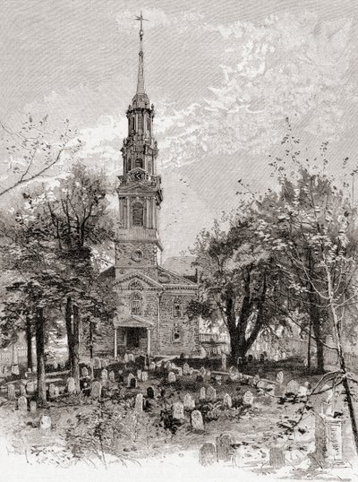 Église Saint-Paul, New York, au 19e siècle, des Century Illustrated Monthly Magazine, publié en 1884 - American School