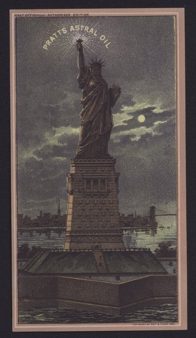 Statue de la Liberté la nuit, huile astrale Pratts - American School