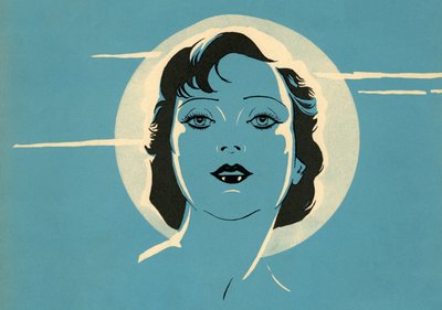 Femme sensuelle devant une pleine lune - American School