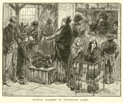 Marché du dimanche à Petticoat Lane - American School
