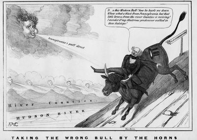 Prendre le mauvais taureau par les cornes, publié par John Childs, New York, vers 1840 - American School