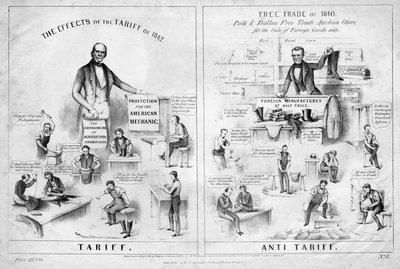 Tarif, anti-tarif, publié par H R Robinson, New York, 1844 - American School