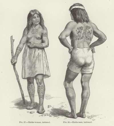 Femme et homme Haida tatoués - American School