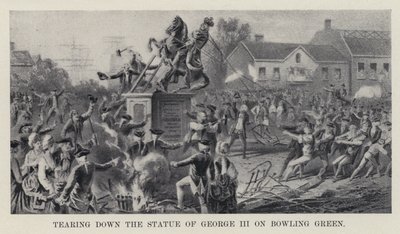 Démolition de la statue de George III à Bowling Green - American School