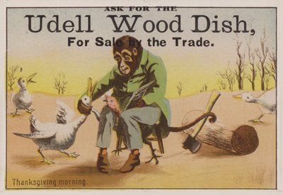 Matin de Thanksgiving, carte publicitaire pour les plats en bois Udell - American School