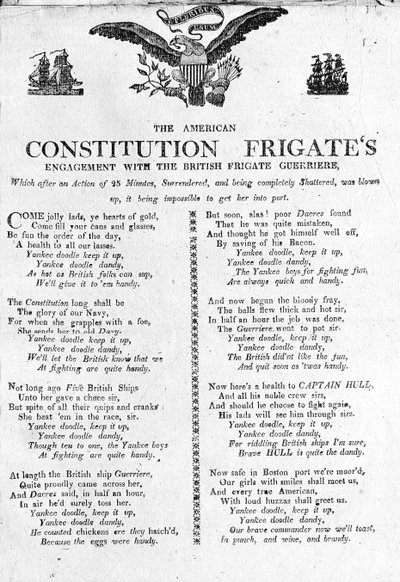 Engagement de la frégate Constitution américaine avec la frégate britannique Guerriere - American School