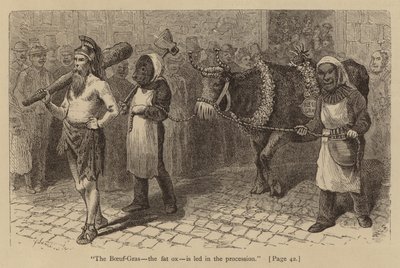 Le Bœuf-Gras, le bœuf gras, est conduit dans la procession - American School