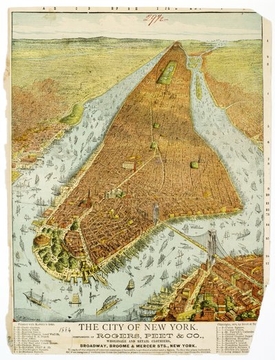 La ville de New York, compliments de Rogers, Peet & Co., grossistes et détaillants de vêtements, Broadway, Broome & Mercer Sts., NY. - American School