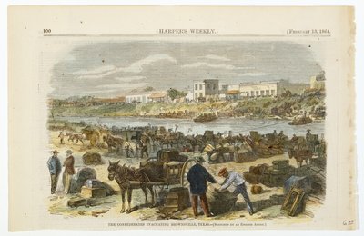 Les Confédérés Évacuant Brownsville, Texas, vers 1864 - American School