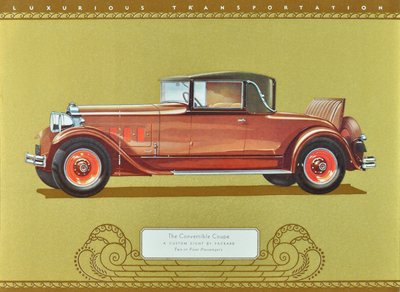 The Convertible Coupe, A Custom Eight by Packard, pub.1930 (litho couleur) - American School