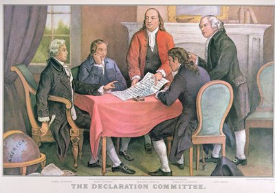 Le comité de la Déclaration, publié par Currier & Ives, New York - American School