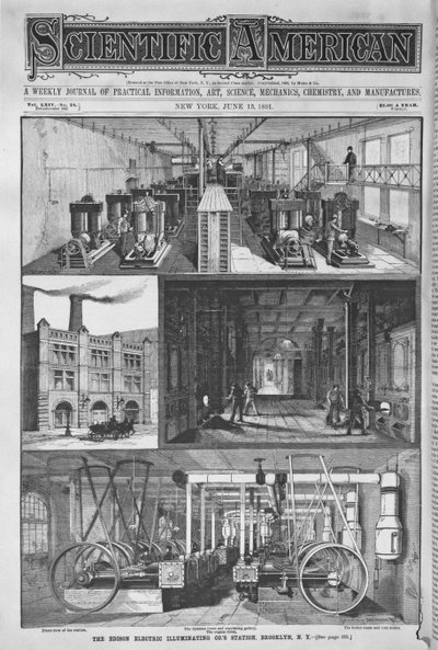 La station de la Edison Electric Illuminating Co, illustration de Scientific American, 1891 - American School