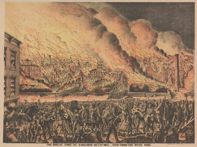 Le grand incendie à Chicago, 9 octobre, vue depuis le côté ouest, 1871 - American School