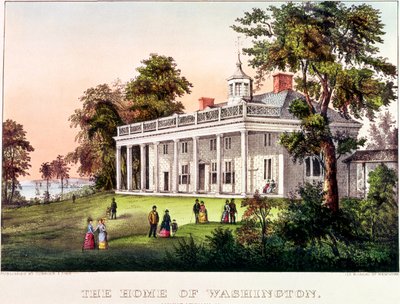 La maison de George Washington, Mount Vernon, Virginie, publié par Nathaniel Currier (1813-88) et James Merritt Ives (1824-95) - American School