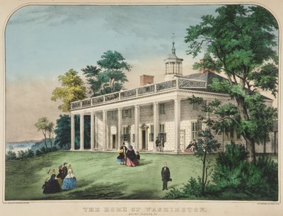 La maison de Washington, Mount Vernon, Va., pub. c.1857 (lithographie en couleur) - American School