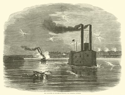 Le Lancaster et la Suisse franchissant les batteries de Vicksburg, mars 1863 - American School