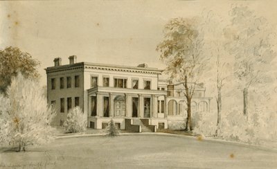 The Mansion", Centre Hill, Petersburg, Virginie (aquarelle sur papier) - American School
