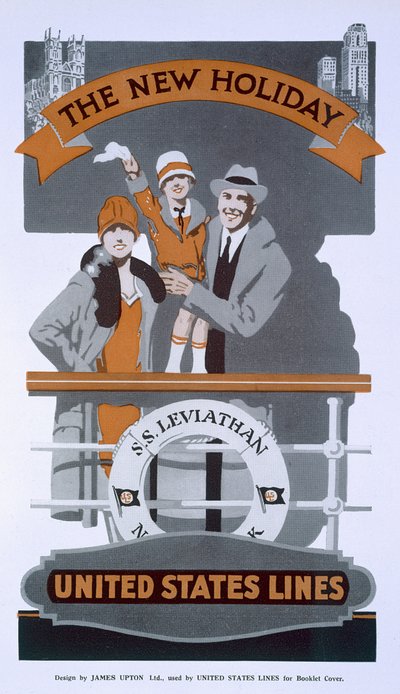 La nouvelle fête, publicité pour United States Lines, SS Leviathan, années 1920 - American School