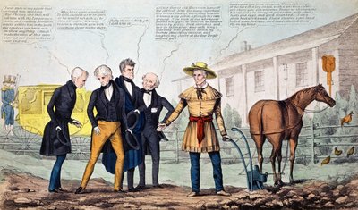 Le Fermier de North Bend et ses visiteurs, caricature publiée par H.R. Robinson, vers 1840-42 - American School