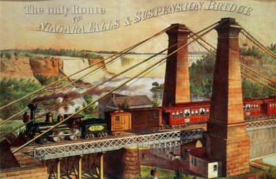 La seule route via les chutes du Niagara et le pont suspendu, 1876 - American School