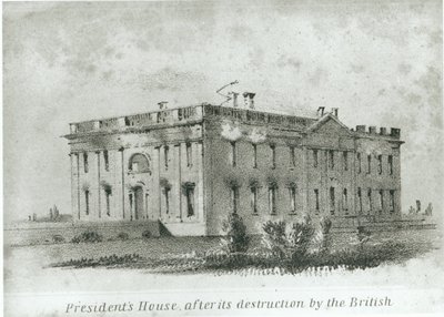 La maison du président après sa destruction par les Britanniques, de 
