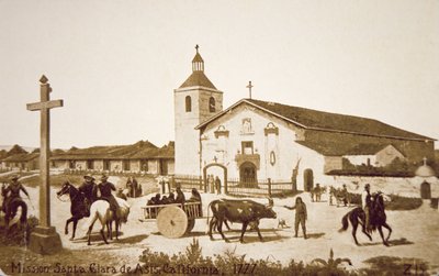La mission espagnole, Santa Clara de Asis, Californie en 1777 - American School