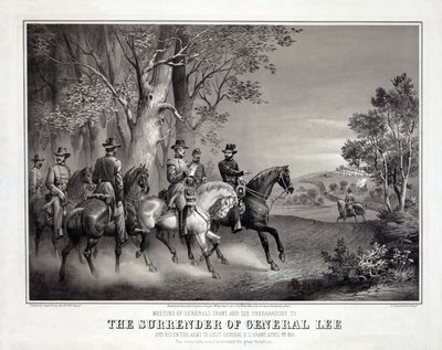 La reddition du général Lee, pub. 1866 (litho) - American School