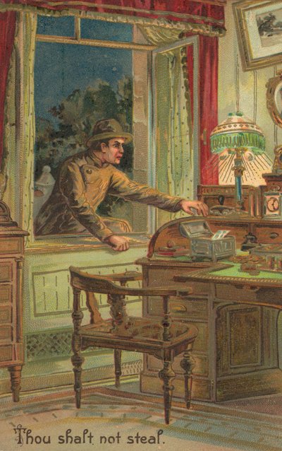 Les dix commandements : Tu ne voleras pas (lithographie couleur) - American School