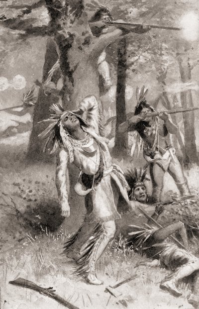 La mort de Tecumseh pendant la bataille de la Tamise, le 5 octobre - American School