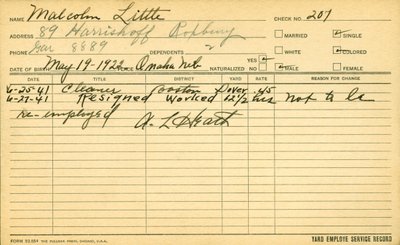 Le dossier de service de Malcolm X - American School