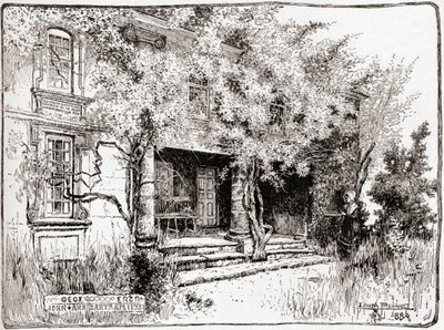La maison de John Bartram près de Philadelphie, extrait de The Century Illustrated Monthly Magazine, publié en 1884 (gravure sur bois) - American School