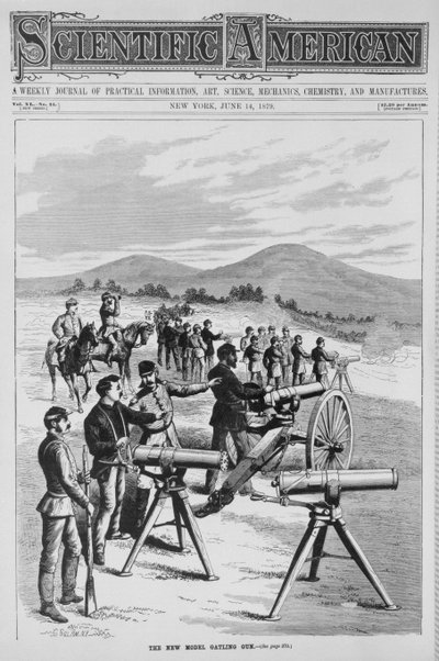Le nouveau modèle de mitrailleuse Gatling, de Scientific American, 14 juin 1879 - American School