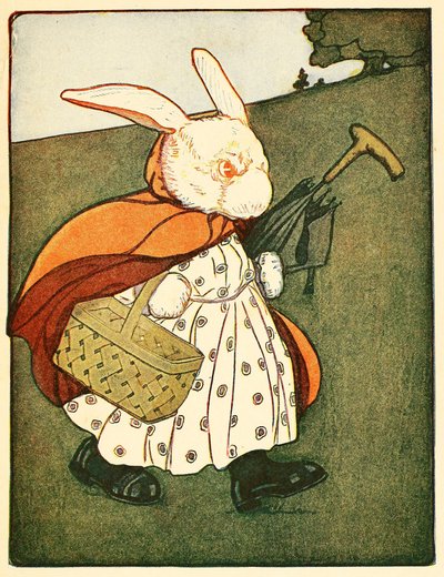 Puis la vieille Mme Rabbit... est allée à travers le bois chez le boulanger, du Conte de Pierre Lapin, 1916 - American School