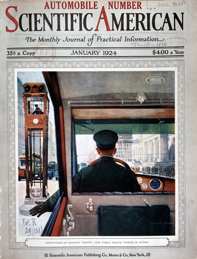 Tours de feux de circulation et contrôle du trafic à New York - dans "Scientific American", janv. 1924 - American School