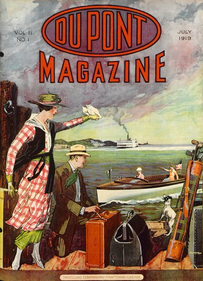 Compagnon de voyage - Bagages Craftsman, couverture du DuPont Magazine, juillet 1919 - American School