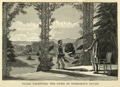 Tyler recevant la nouvelle de la mort de Harrison, pub.1888 (gravure) - American School