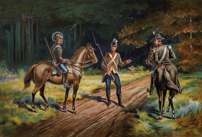 Armée américaine, officier commissionné et soldat de cavalerie - American School