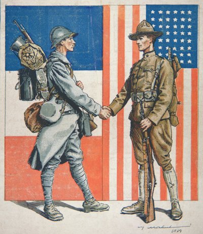 Soldat américain serrant la main d