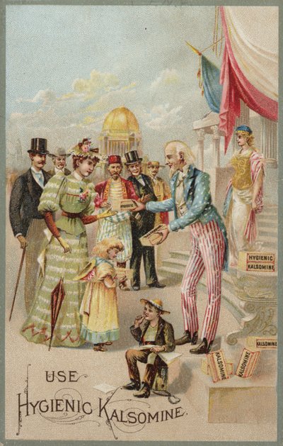 Oncle Sam distribuant du kalsomine - American School
