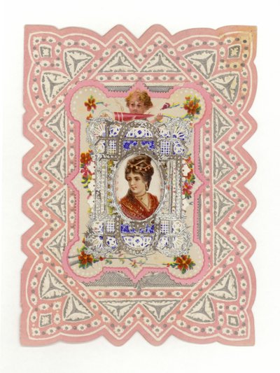 Dame victorienne sur une carte - American School