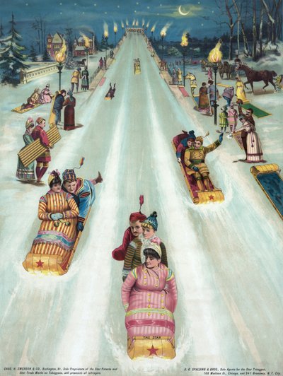 Affiche victorienne de luge nocturne - American School