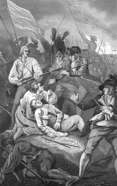 Vue de la bataille de Bunker Hill, une bataille qui a eu lieu le 17 juin - American School