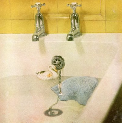 Nature morte enfantine vintage - Baignoire remplie - American School